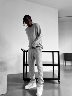 Elku Moda Erkek Oversize Triko Kazak Pamuklu Geniş Bisiklet Yaka Salaş Örgü Yeni Sezon