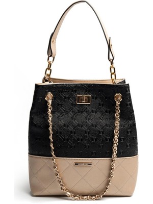 Silver & Polo SP1262 Kadın Omuz Çantası Logolu Siyah-S.nut