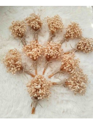 10 Adet Sağdıç Yaka Çiçeği & 1 Adet Damat Yaka Çiçeği (Gerçek Şoklanmış Cipsodan)