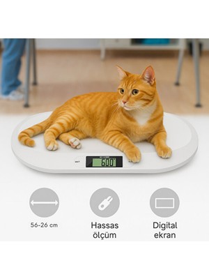 Welcomein Dijital Hassas Bebek ve Evcil Hayvan Tartısı – 56X26 Cm, 20 kg Kapasiteli, LCD Ekranlı