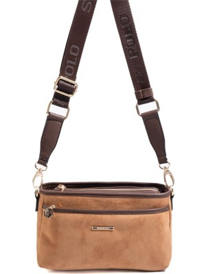 Silver & Polo SP1184 Kadın Çapraz Çanta Süet Taba-Kahve Şık Görünüm ve Ergonomik Tasarım