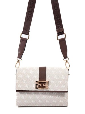 Silver & Polo Silver Polo Taş - Kahve Monogram Kadın Çapraz Çanta SP1009