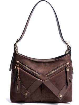 Silver & Polo SP1268 Kadın Omuz Çantası Süet Kahve