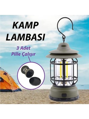 Allians Portatif Sarı Işıklı LED Kamp Lambası, Gün Işığı El Feneri, Pilli Işıldak