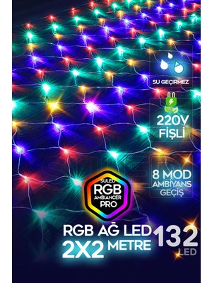 Allians Rgb Ağ LED 2X2M 132 LED 220V Fişli Iç/dış Mekan Ambiyans Aydınlatma