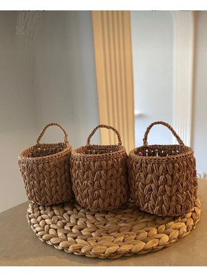 PremiumPort Şık 3’lü Dekoratif Sepet Seti, Saksılık ve Çiçeklik Organizasyonu