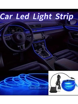 Allians 3 mt Mavi Şerit LED Iç Aydınlatma, USB Bağlantılı Neon Işık