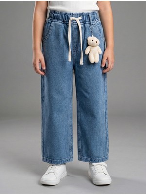 Flamingo Kız Çocuk Maskot Ayıcıklı Beli Lastikli Kot Pantolon