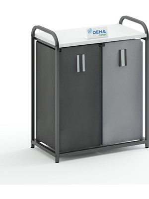 PremiumPort Ikili Renkli ve Beyaz Çamaşır Sepeti ve Banyo Düzenleyici Seti