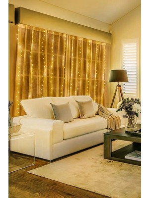 Allians 300 Ledli Sarı Saçaklı Kumandalı Perde Işık, Dekoratif Mutfak Lambası