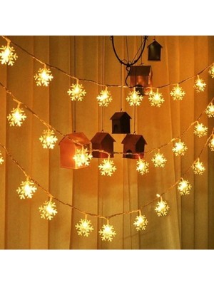 Allians Kar Tanesi LED Pilli 5m 10 LED Gün Işığı Kristal Şeffaf Kablo