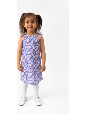 Buufuu Yazlık Kız Çocuk Baskılı Ip Askılı Bağcıklı Elbise