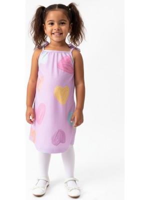 Buufuu Yazlık Kız Çocuk Baskılı Ip Askılı Bağcıklı Elbise