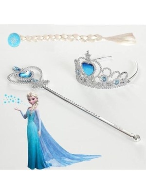 Allians Frozen Karlar Ülkesi Elsa Örgü Saç Taç ve Asa Seti, Hayal Gücünü Canlandırır