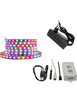 Allians Renkli LED Şerit 5V Bluetooth Kontrollü Müzik Duyarlı 5m SP107E Adaptör ile
