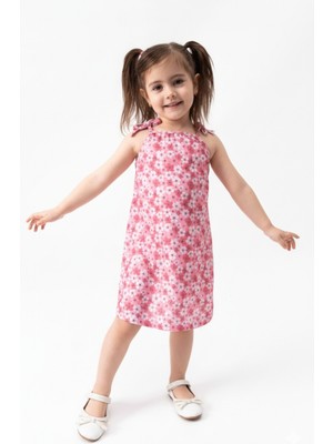 Buufuu Yazlık Kız Çocuk Baskılı Ip Askılı Bağcıklı Elbise