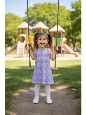 Buufuu Yazlık Kız Çocuk Baskılı Ip Askılı Bağcıklı Elbise