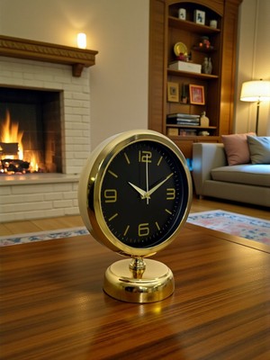 urfakent bilişim ve medya danışmanlık Midnight Gold 25 x 20 cm Metal Masa Saati