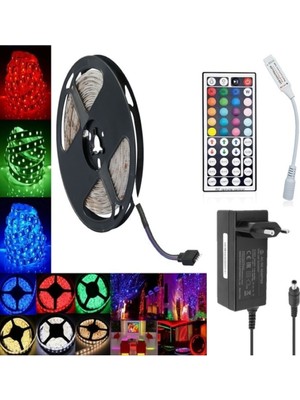 Allians Rgb Şerit LED Seti, 5 Mt, Adaptör, Kontrol Cihazı, Rf Kumanda, Iç Mekan