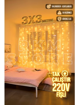 Allians 3x3 M LED Animasyonlu Dekoratif Işık Perde, 8 Fonksiyonlu, Eklenebilir