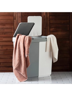 PremiumPort Çok Amaçlı Çift Bölmeli Pratik Kirli Çamaşır Sepeti