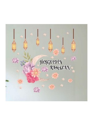 Okavango Sticker Hoş Geldin Ramazan Dekorlu Ahşap Kapı Süsü, Ramazan Süsleri, Ramazan Süsü Ramazan Ürünleri