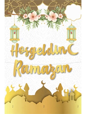 Okavango "hoş Geldin Ramazan" Dekorlu Süsü, Ramazan Süsleri, Ramazan Tavan Süsü Ürünleri Ramazan Süsleri, Sahur Iftar Gold