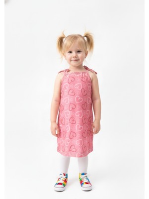 Buufuu Yazlık Kız Çocuk Baskılı Ip Askılı Bağcıklı Elbise