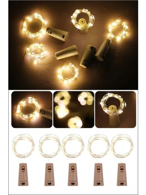 Allians 2m Peri LED Mantar Tıpa Şişe Dekoratif Aydınlatma 5'li Set