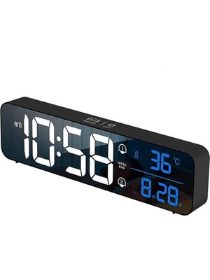 Kenly Hd LED Ekranlı Aynalı Dijital Masa Saati – Sıcaklık, Tarih ve Alarm Özellikli Elektronik Saat