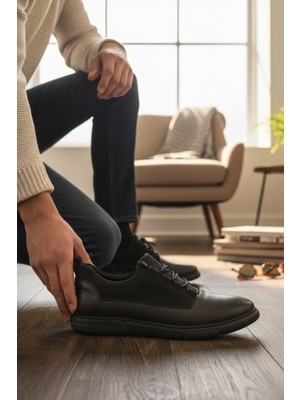 Enoch Hakiki Deri Karma Dokulu Erkek Sneaker Ayakkabı Ortopedik Taban