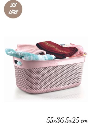 PremiumPort Şık ve Geniş 33L Damla Desenli Çamaşır Sepeti, Pratik Kullanım