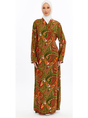 Melike Tekstil Pamuklu Viskon Desenli Ev-Namaz Elbisesi