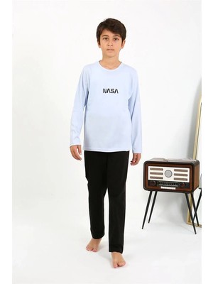 Marsilyan Erkek Çocuk Uzun Kol Penye Pijama Takım Buzmavisi