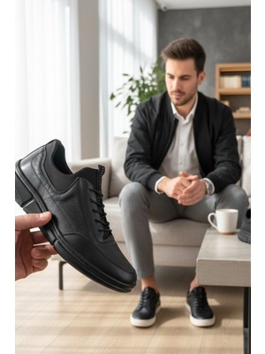 Enoch Hakiki Deri Topuk Destekli Erkek Sneaker Ayakkabı Ortopedik Taban