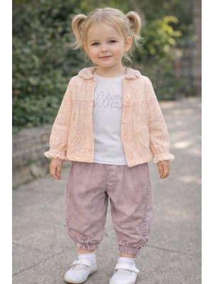 Gültekin Bebe Kumru Kız  Kapşonlu Peluş Ceket 3 Lü Takım 6-18 AYLIK-4469503 - Somon