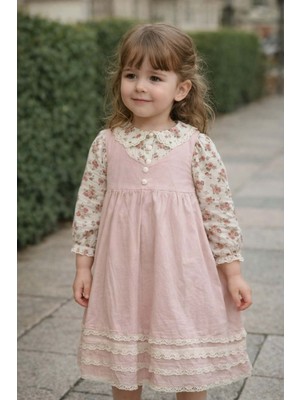 Gültekin Bebe Kumru Çiçekli Etek Ucu Dantelli Kız Jile 2-5 YAŞ-4444495 - Somon
