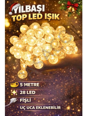 Allians 5 Metre 28LI Fişli Şeffaf Kablo Kristal Top LED Işık, Yılbaşı ve Dekorasyon Için
