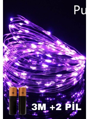 Allians Mor Peri LED Işık 3 Metre, Doğum Günü, Baby Shower, Nişan ve Masa Süsü