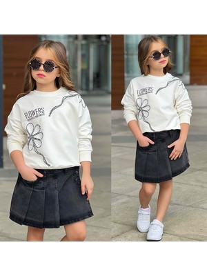 Gültekin Bebe Flowers Desenli Ikili Kız Takım 3-10 YAŞ-13245640 - Beyaz