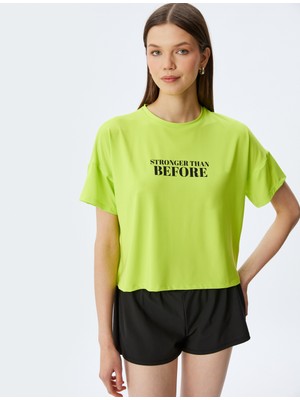 Koton Bisiklet Yaka Slogan Baskılı Kısa Kollu Spor Tişört