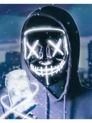 Allians Karanlıkta Parlayan LED Neon Maske, Cadılar Bayramı Partisi ve Eğlence Için