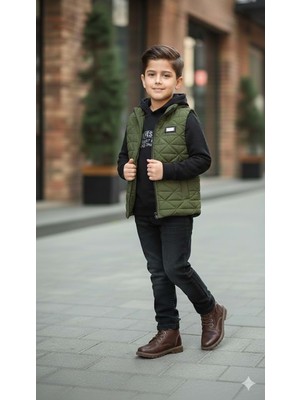 Gültekin Bebe Yavrucak Şişme Yelekli Sweatli Takım 5-8 YAŞ-5843726 - Haki Yeşil