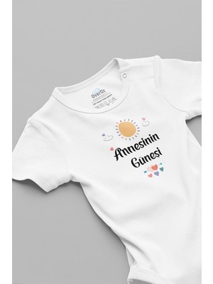 Overoz Annesinin Güneşi Yazılı Kısa Kollu  Beyazbebek Body Zıbın 5616
