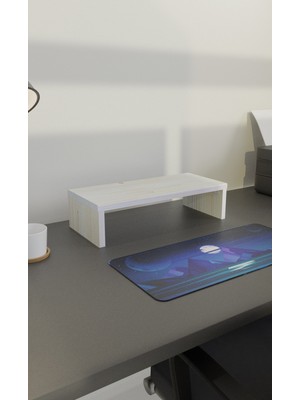 Lupicon Masif Ahşap Monitor Standı, Masaüstü Yükseltici Raf, 45X19X11.8 Cm, Masif Ahşap