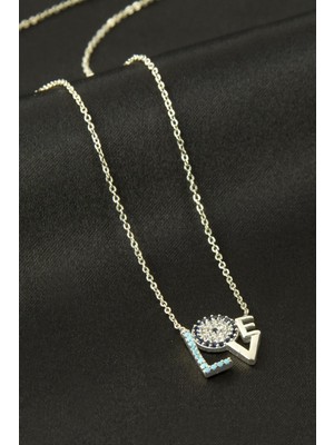 Freedom Store Love Yazılı Zirkon Taşlı Kolye