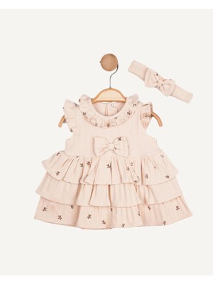 Reva Baby Kız Bebek Fırfırlı Elbise ve Saç Bandı Takımı