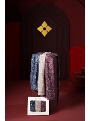 Jawel Kadın Müslin Şal Paketi Tyana (Lacivert-Krem-Mürdüm)