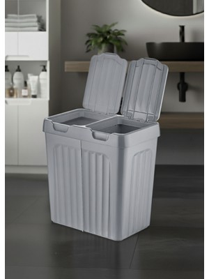 PremiumPort Pratik ve Şık Çift Bölmeli Çamaşır Sepeti, Günlük Kullanım Için Ideal