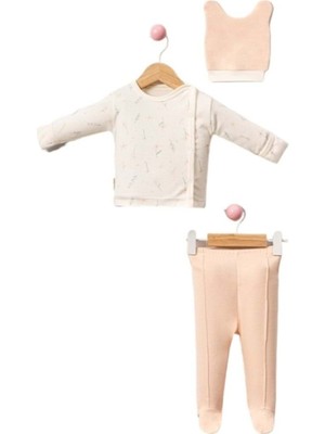 Gültekin Bebe Babycan 9351 Dijital Çiçekli Üçlü Yenidoğan Takım  - Pudra